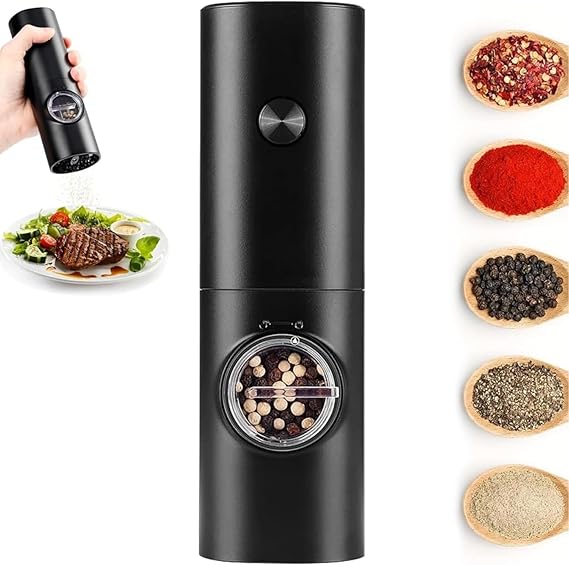 Solução curada: Moedor Elétrico de Pimenta e Sal, Design em Aço Inoxidável